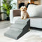 BingoPaw Hundetreppe für Kleine Hunde, Hundetreppe 3 Stufen 40cm Hoch Haustiertreppe mit Abnehmbarem Waschbarem Bezug und Rutschfestem Boden, Tragbar Hunderampe katzentreppe für Sofa Bett, 39x65x40cm