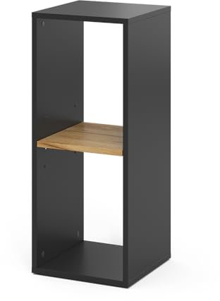 Vicco Bücherregal Tomy, Anthrazit/Goldkraft Eiche, 30 x 74 cm mit 2 offenen Fächern