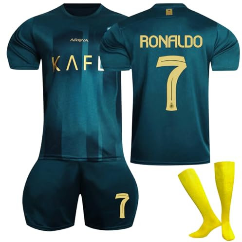 BOSSETY Trikot für Kinder und Erwachsene Al NASSR FC No.7 Fußball Trikot Heim/Auswärtstrikot Fussball Trikot Football Jersey Fußballtrikot Kinder, Shorts, Socken Fussball Set für Junge Herren Anzug