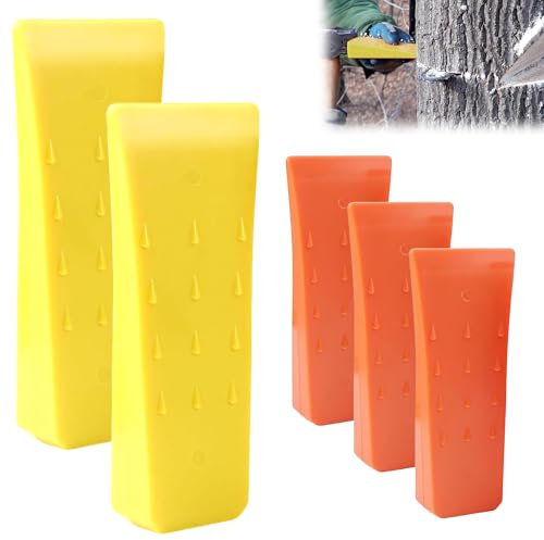 5 Stück Kettensägen Fällkeil Set: Fällkeil Kunststoff Robust und Langlebig Forst Zubehörwerkzeug mit Tasche für Holzfäller zum Kontrollierten Fällen von Bäumen Schlagfest (6 8 Zoll)