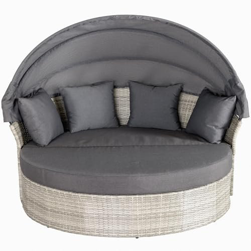 Riess Ambiente Outdoor Sonneninsel Playa Living 165cm dunkelgrau Polyrattan Aluminium inklusive Kissen wetterfest