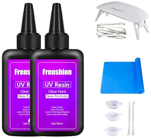 200g Upgrade Klare Geruchlose Harte UV-Harz, Mold Werkzeug Starter Kit für Schmuck Ohrringe Halskette Armband Herstellung mit Lampe