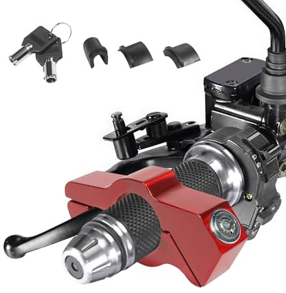 Xibao Candado Moto,Antirrobo Moto,Candado para Manillar de Motocicleta,Antirrobo con 2 Llaves,Juego de Bloqueo de Acelerador de Motocicleta,Compatible con Motocicletas,Motos Deportivas (Rojo)