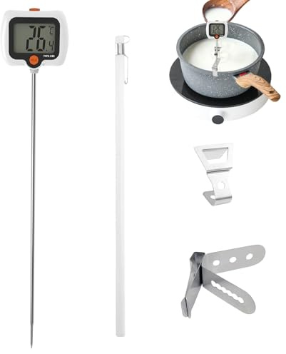 Thermomètre à huile de cuisine - Compteur de cuisine avec sonde longue et crochet pour casserole, thermomètre à viande avec affichage rotatif, pour barbecue restaurant extérieur
