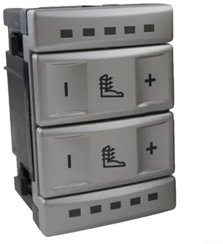 KHIronHive Bouton de commande de chauffage de siège 6M2T-19K314-AC pour Ford S-MAX 2006-2015, pour Galaxy MK3, pour Mondeo, MK4 pour fonction siège chauffant (argent)