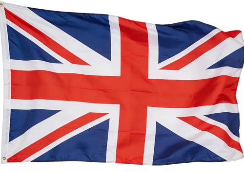 UK Flagge 90x150cm, Wetterfest 100% Polyester Fahne mit Messingösen & Doppelnaht, Leuchtende Farben für WM 2026, Fußball EM, Oly Spiele, Garten, Balkon, Bar & Party Deko