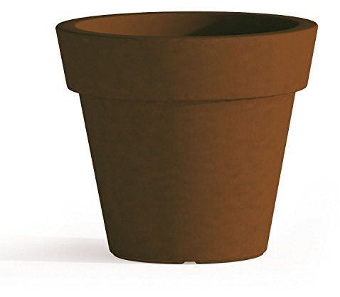 Vaso e Sottovaso Begonia in Resina Tondo H45 Marrone Ø 50Cm