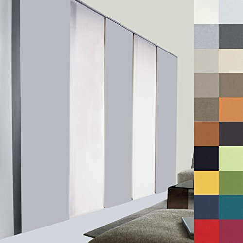 Sun World Schiebegardine nach Maß, Verdunkelungsgardine, Maßanfertigung, Schiebevorhang zur Verdunkelung, Flächenvorhang, Raumteiler, Blickdicht (140cm Höhe x 60cm Breite/Grau)