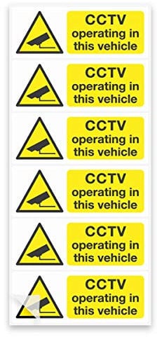 stika.co Set of 6 CCTV Camera Operating in This Vehicle Signs 8x3cm, Warning car Taxi Bus Decals Adhesive Waterproof Vinyl Stickers (Premium Laminated Vinyl)