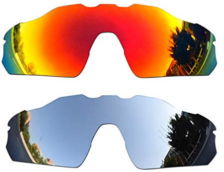 SOODASE Für Oakley Radar EV Pitch Sonnenbrillen Rot/Grün 2 Paare Polarisierte Ersatzgläser
