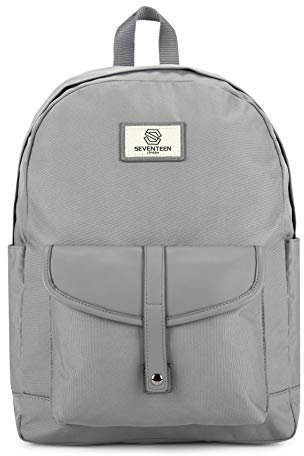 SEVENTEEN LONDON Moderner und eleganter Schulrucksack Notting Hill im klassischen Stil – perfekt für einen Laptop bis zu 15,6 Zoll, grau, L