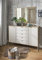 WIEMANN Barcelona Kommode, mit Schubladen, für Schlafzimmer, Sideboard, Breite 141 cm, Bianco Eiche, Glas champagner, creme, Griffe chrom, B/H/T 141 x 105 x 43 cm