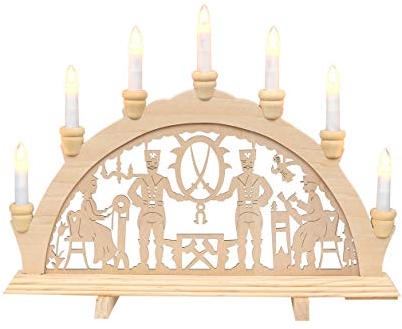 Holz-Schwibbogen, Motiv: Bergleute, 7 flammig, ca. 45 x 4 x 33 cm.