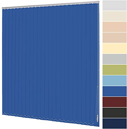 Lamellenvorhang nach Maß Vertikaljalousie 127 mm für Tür und Fenster viele Farben Maßanfertigung Jalousie Lamellen Rollo Wand- und Deckenmontage (Breite 100,1-120 cm x Höhe 120,1-140 cm, Blau)