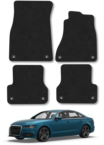 Audi A6 (2011-2018) Carpet Car Mats | Black Edge Trim Tailored Fit Floor Mats Full Coverage Protection Accessories Easy Clean Anti Slip Made in the UK