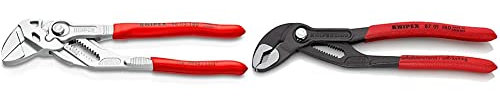 KNIPEX Pinza chiave pinza e chiave in un unico utensile (180 mm) 86 03 180 & Cobra Pinza regolabile di nuova generazione per tubi e dadi (180 mm) 87 01 180