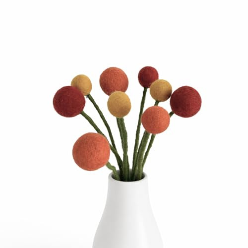 Én Gry & Sif 9 Filzblumen - Kleiner Blumengruß - Blumenstrauß - handgemacht (orange)