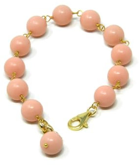 Bracciale DodiGioielli.it con palline in pasta di corallo rosa salmone chiaro