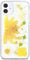 Abbery Designed for iPhone 12/12 Pro Pressed Flower Case, Cute Clear with Design Soft TPU Transparent Dried Real Flower Purple Floral Aesthetic Phone Case for Women Girls Kids (Yellow Flower)