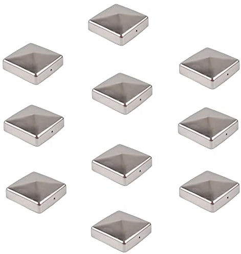 10x Edelstahl Pfostenkappe Abdeckkappe für Pfosten Pyramide 101 mm 10x10 cm