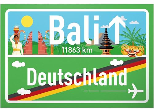 DankeDir! Bali Deutschland Ortsschild - Schild 30 x 20 cm - Geschenk Idee Gutschein Reise Urlaub Reisegutschein Männer & Frauen Geldgeschenk Abschiedskarte Geschenkidee Deko Karte