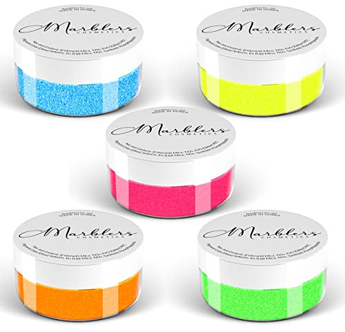 MARBLERS Cosmetic Grade Fine Glitter 5 Pack [Neon Max] 0.90oz (25g) | Non-Toxic | Vegan | Cruelty-Free | Eyeshadow, Nail Polish, Nail Art | Festival, Rave & Party Makeup | Body & Face