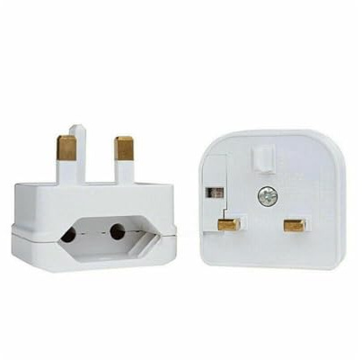 5A Fused Euro to UK Plug Converter 2 to 3 Pin Adapter - White