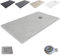 Extra-flat Resin Shower Tray outletaseo – All Sizes Available – Non-Slip Slate Texture – Includes Waste Valve + Grate (200x90, Gris ciment RAL 7037)