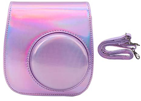 Vikye Colorful PU Case for Fujifilm Instax Mini 11/9/8 Instant Camera Bag,Instax Mini 11 9 8 Case with Adjustable and Detachable Shoulder Straps,Instax Camera Case for Mini 11 9 8 (Purple)