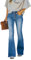 KUNMI Damen Flare Bell Bottom Schlaghose Stoffhose High Waist Wide Leg Bootcut Jeans Stretchy Denim Pants, Bb006-blau, 36