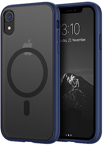 TENDLIN Magnetica Cover per iPhone XR [Compatibile con MagSafe] Rigido Opaco Traslucido Resistente Custodia per iPhone XR - Blu