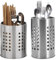 Omevett 2pcs Stainless Steel Cutlery Drainer Silver Kitchen Utensils Holder Metal Cutlery Holder Drainer for Sink Table Countertop Organizer Knife Fork Spoon Chopsticks Storage (10*16.5cm/12*15cm)