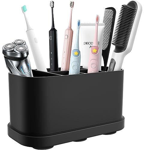Porta Spazzolini Bagno, Impermeabile con Ventosa Rimovibile per Fissare a Piacimento la Parete del Piano di Lavoro, Dentifricio Multifunzionale in Silicone Organizer, Nero