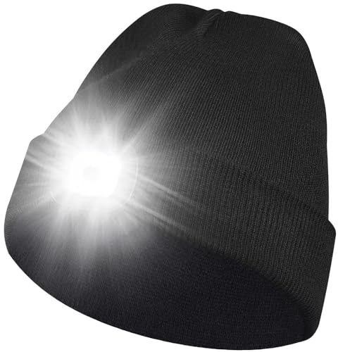 Stycizom LED Beleuchtete Mütze,Unisex Einheitsgröße Winter Warm Headlamp Hat für Joggen, Wandern im Freien, Laufen, Radfahren in der Nacht für Herren und Damen Geschenke