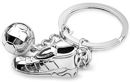 Porte-Clés de Football,Porte Clef Foot,Porte-clés Chaussure & ballon de foot Mini Football Porte-Clés de Faveur Cadeau d’Équipe de Ballons Porte Clef Personnalisé en Métal Argent