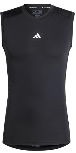 adidas Men's Techfit Compression Training Sleeveless T-Shirt, Black, XL Tall