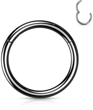 Stachelkleid Titan Clicker Ring Piercing Segmentring Gold Helix, Tragus, Ohr, Nasenring Septum 6, 8, 10mm Schwarz, 1,2 mm, 8 mm