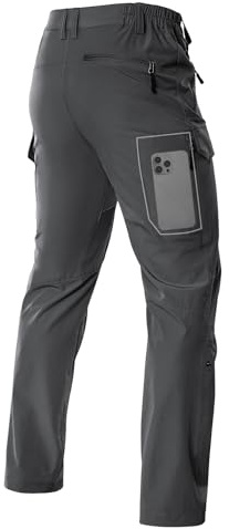 Moosehill Men's Hiking Pants Lightweight: Breathable Quick Dry Water Resistant 4-Way Stretch - 6 Deep Pockets for Hot Weather (Dark Grey, 32W x 30L)