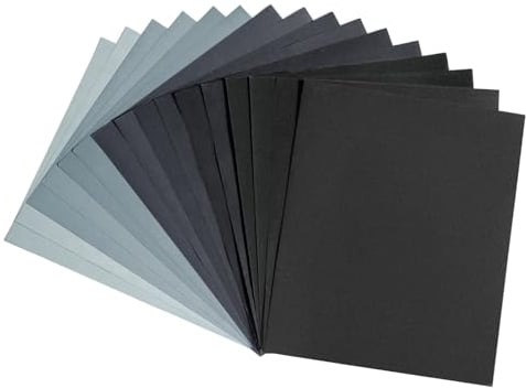 Schleifpapier Set, Schmirgelpapier Fein 5000 3000 2500 2000 1500 1200 1000 800 Nass und Trocken Sandpaper für Auto, Holzmöbel, Metall, Stein, Lack, Glas, 23 x 28 cm (16 Stück)