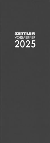 Zettler - Tagevormerkbuch Leinen 2025 anthrazit, 10,4x29,6cm, Taschenkalender mit 200 Seiten, Leinenstruktur, 2 Tage auf 1 Seite, Tages-, und Wochenzählung, Zweimonatsübersicht und Kalendarium DE