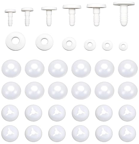Zfseyuh36 Stück Puppen Gelenke, Spielzeug Tiergelenke 15mm bis 40mm Gelenke,DIY Plüschtier Gelenkteile, Gelenke Puppen Teddybären Gelenke für Häkeltiere Weiß