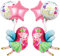 6 Pezzi Palloncini Fata, Giganti Palloncini Foil Fata, Palloncini Foil Rotondi Happy Birthday, XXL Palloncino Rosa per Bambini Tema Feste Compleanno Decorazioni