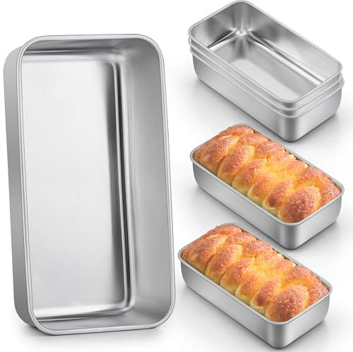 LIANYU 6 Pack Bread Loaf Pans for Baking 9x5 Inch, Stainless Steel Meat Bread Baking Pans, Loaf Tin for Homemade Banana Sandwich Sourdough