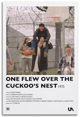 Leinwandposter One Flew Over The Cuckoo's Nest, Raumdekor, Poster für Schlafzimmer, Wohnzimmer, Wände, 30 x 45 cm, ungerahmter Stil