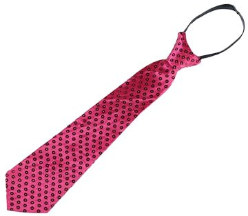 TMK Elegante Krawatte mit Pailletten und Unifarben verstellbar mit Reißverschluss für Erwachsene Uni Code 62900, Fuchsia Pailettes, Adulti
