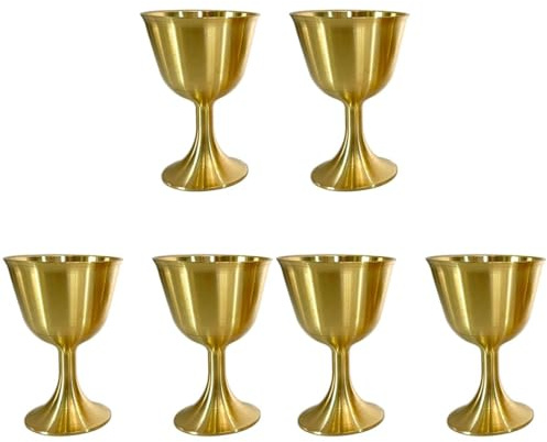 STOBAZA 6 Pcs Vintage Chalice Medieval Goblet Gold Chalice Cups Copper Metal Wine Cups Medieval Wine Glasses Embossed Shot Glasses for First Communion Altar Medieval Wedding Decor