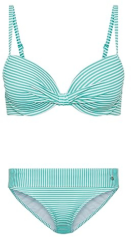 s.Oliver Damen Bügel-Bikini mit Streifendesign, wattierte Cups, Träger verstellbar, Hose mit Umschlagbund, weiches Material für EIN angenehmes Tragegefühl