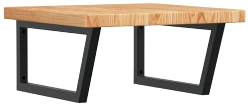 vidaXL Waschtischplatte mit Halterung, Holzplatte Waschtischkonsole Wandmontage, Waschbeckenplatte Wandkonsole Wandregal, Stahl Massivholz Eiche