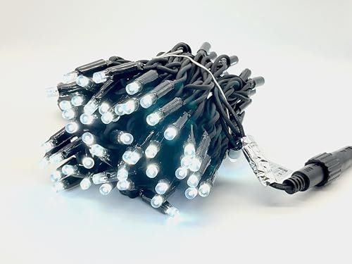 LEDZEIT - Profi Serie - LED Verlängerung Lichterkette, Ohne Netzkabel, Dauerlicht, 10m, 100er Kaltweiß LEDs, Muss mit Basislichterkette verbunden Werden, Erweiterbar, Wasserdicht IP67, Innen und außen