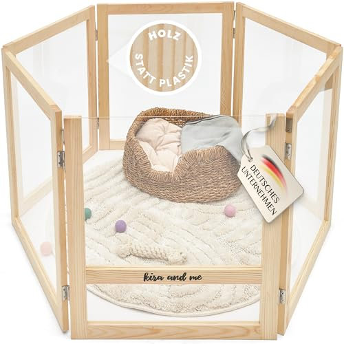 Emma Hundelaufstall Welpenauslauf [Massivholz Acrylglas] Welpenlaufstall mobiler Hundezaun | modernes Design | 60cm hoch